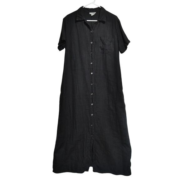 Sunbelt 100% Linen Black Button Down Maxi Shirt Dress Medium (Runs Very Large) - Picture 1 of 10